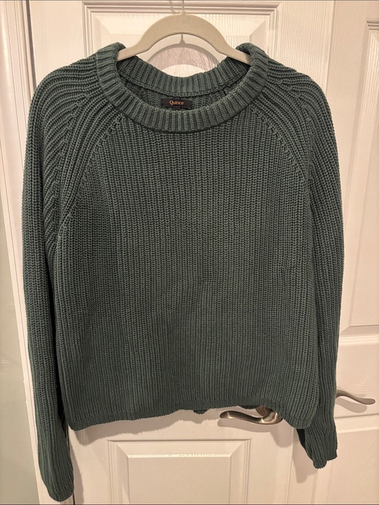 Quince Sweaters - Quince 100% Cotton Fisherman Sweater in Big Sur Green